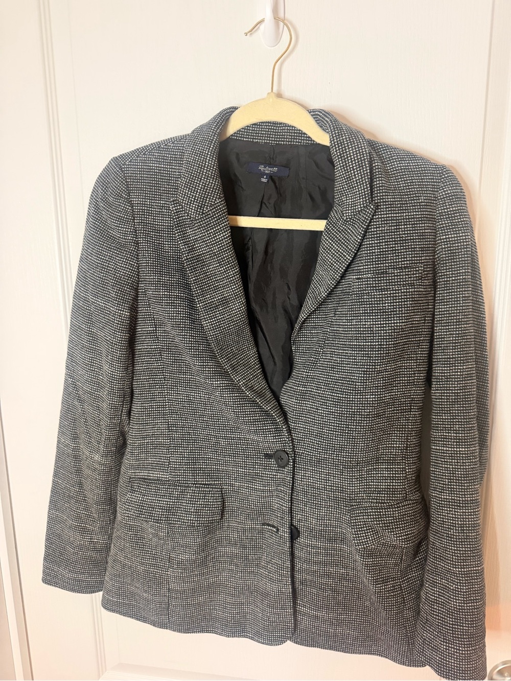 Madewell Black & White Houndstooth Blazer